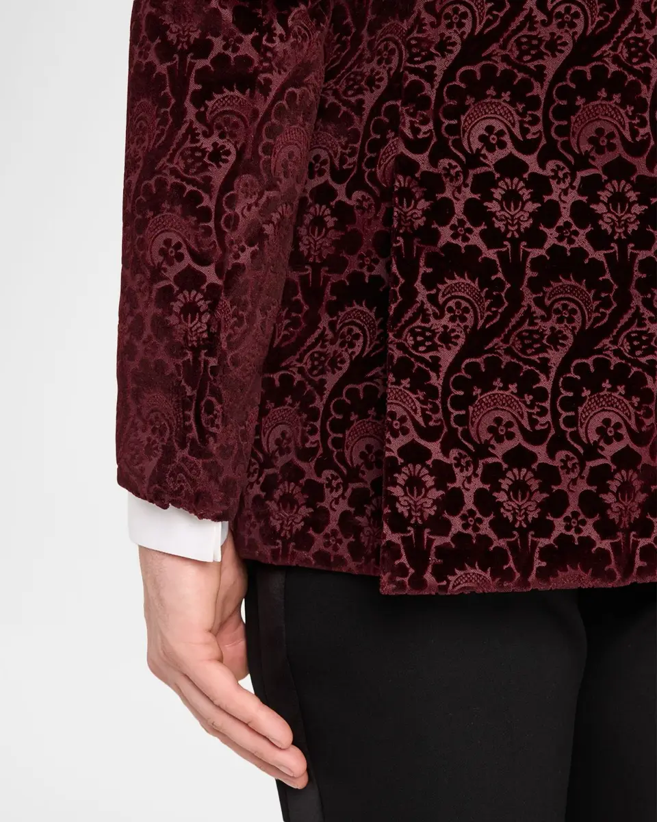 Sartorio Men's Paisley Velvet Single-Button Dinner Jacket | Thumbnail 8 Sartorio Men's Paisley Velvet Single-Button Dinner Jacket | Thumbnail 8