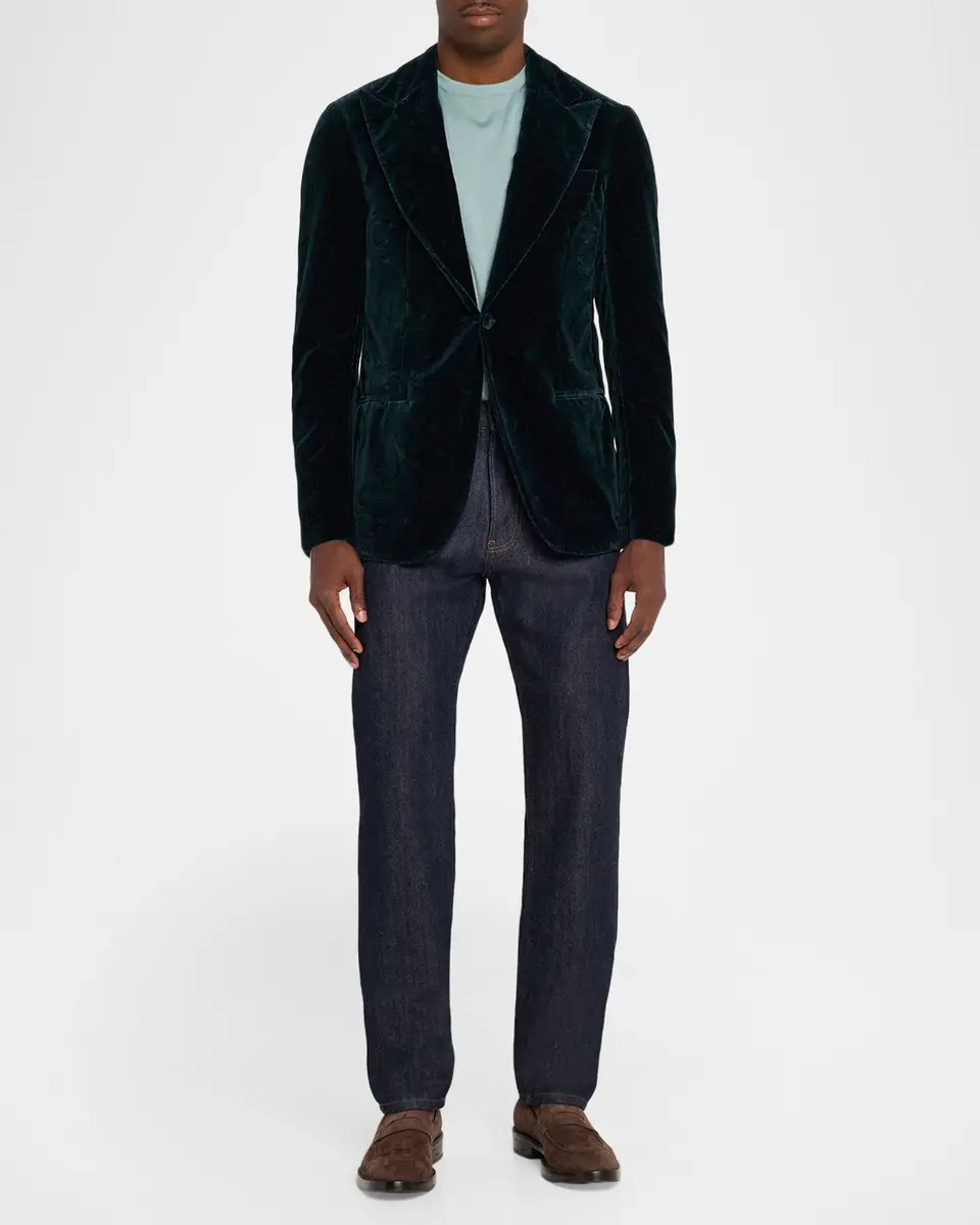 Sartorio Men's Paisley Velvet Single-Button Dinner Jacket | Thumbnail 2 Sartorio Men's Paisley Velvet Single-Button Dinner Jacket | Thumbnail 2
