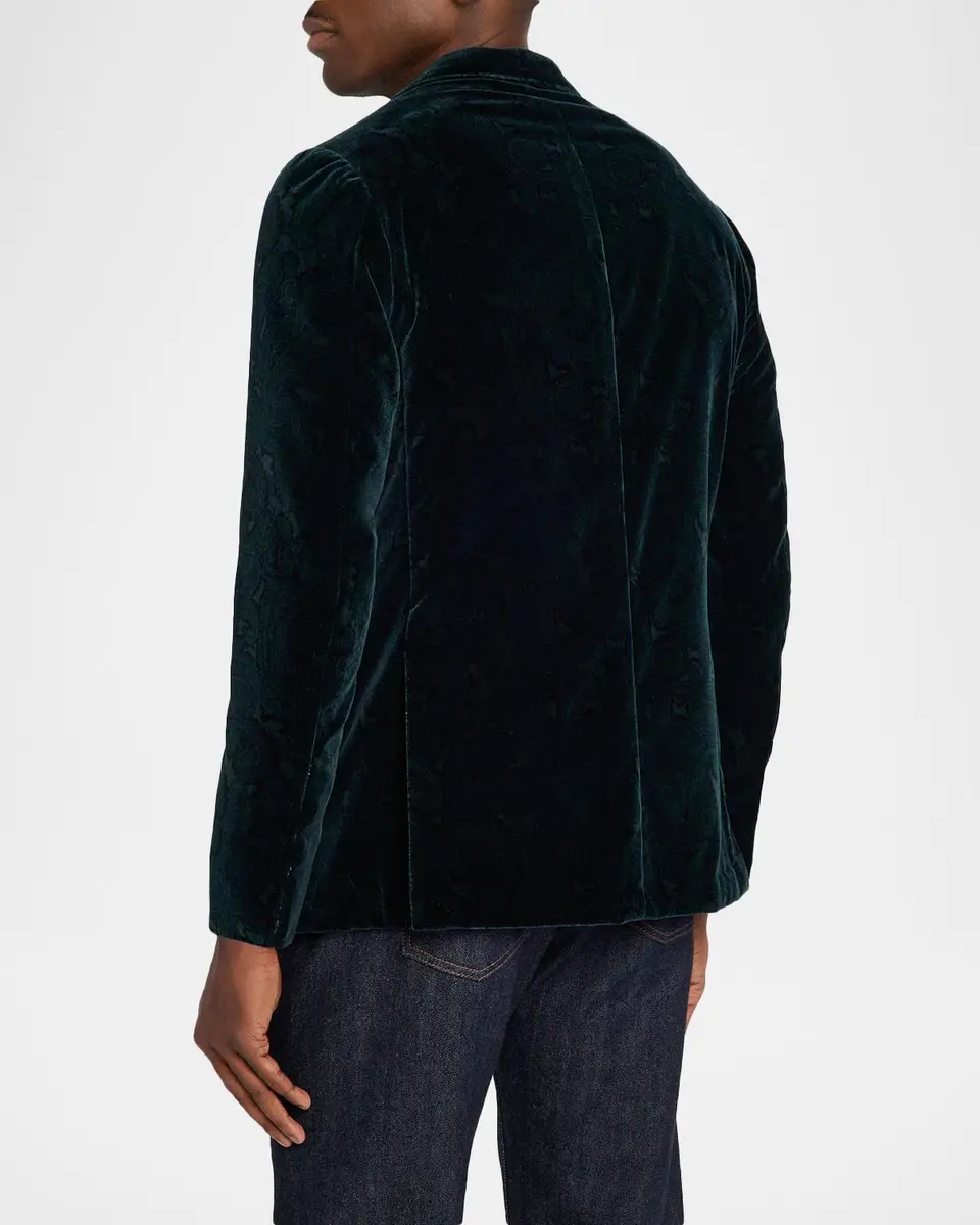 Sartorio Men's Paisley Velvet Single-Button Dinner Jacket | Thumbnail 3 Sartorio Men's Paisley Velvet Single-Button Dinner Jacket | Thumbnail 3