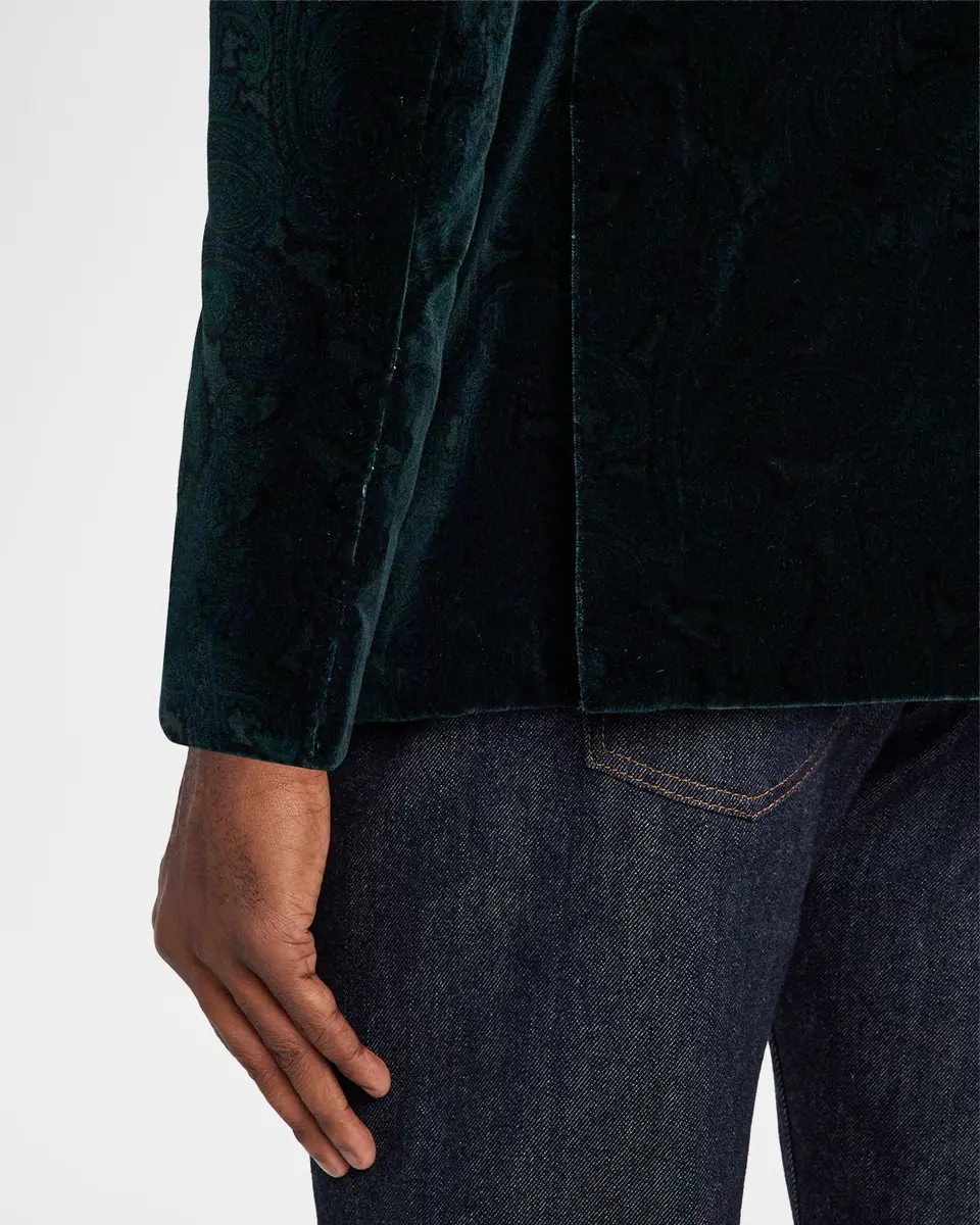 Sartorio Men's Paisley Velvet Single-Button Dinner Jacket | Thumbnail 8 Sartorio Men's Paisley Velvet Single-Button Dinner Jacket | Thumbnail 8