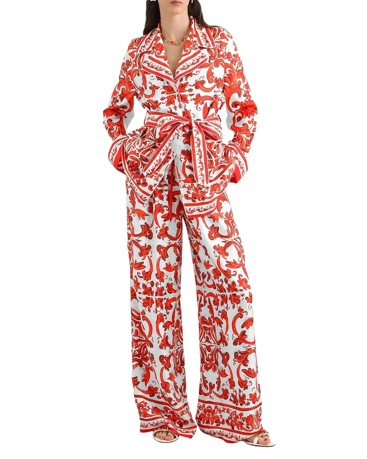 Majolica Silk Wide-Leg Pants Majolica Silk Wide-Leg Pants