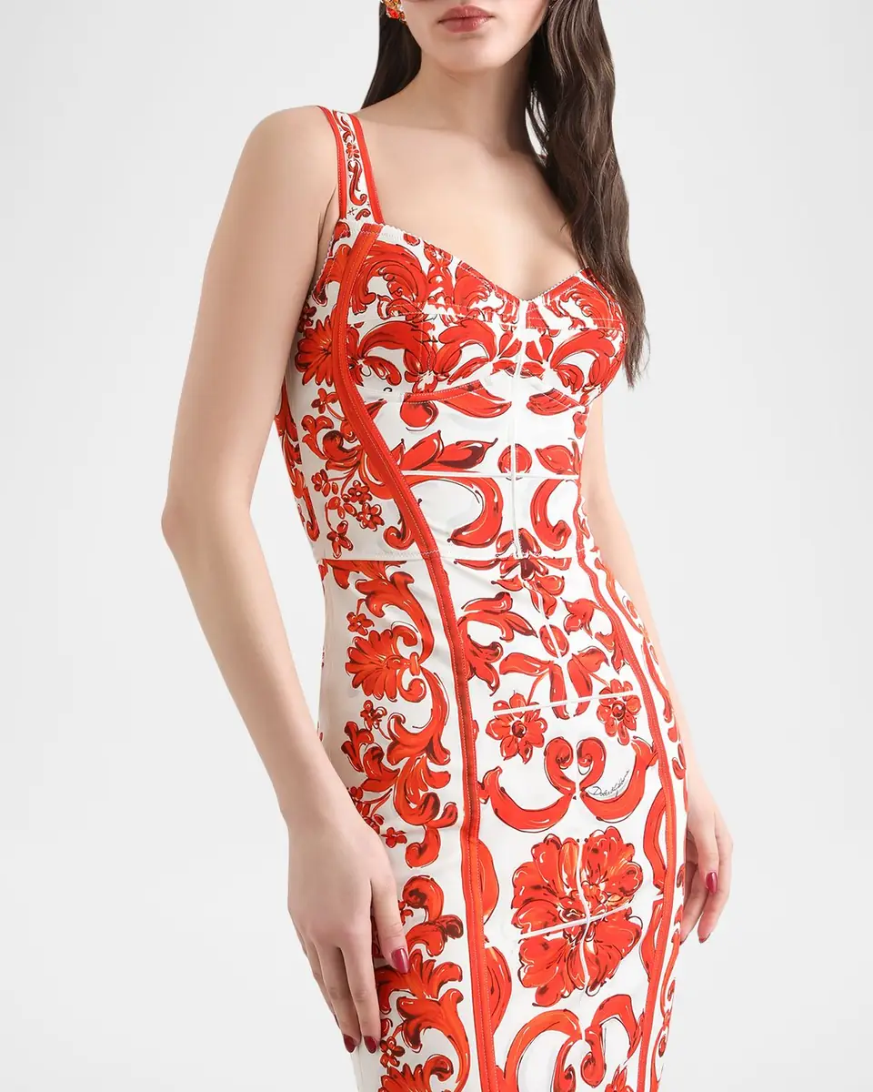 Dolce & Gabbana Majolica-Print Charmeuse Short Dress | Thumbnail 3 Dolce & Gabbana Majolica-Print Charmeuse Short Dress | Thumbnail 3