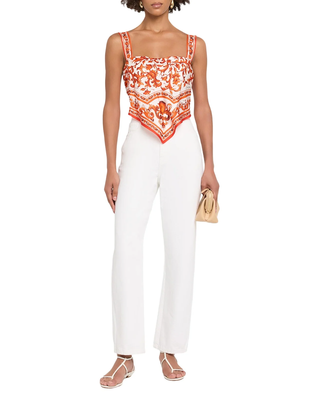 Dolce & Gabbana Majolica Silk Twill Scarf Bustier Top