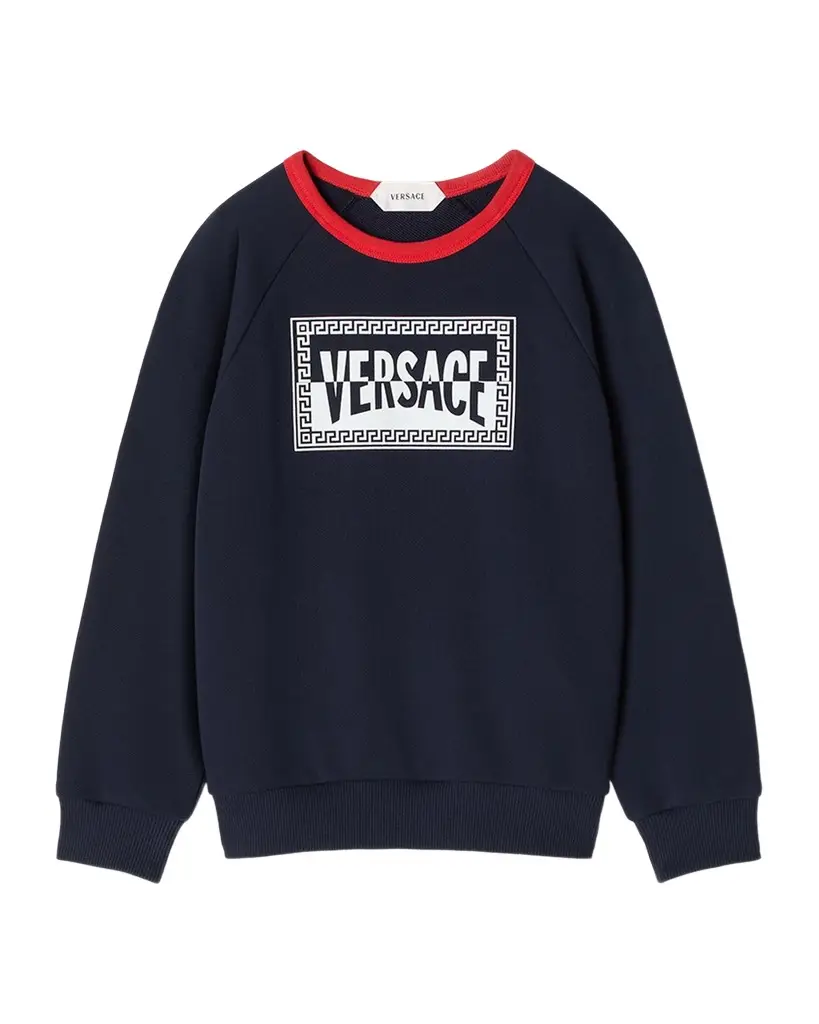 Versace Kid's Logo-Print Cotton Jersey Sweatshirt | Image 1 Versace Kid's Logo-Print Cotton Jersey Sweatshirt | Image 1
