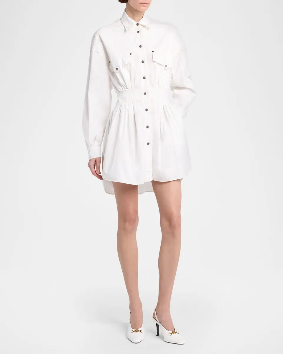 Versace Long-Sleeve Poplin Mini Dress | Thumbnail 3 Versace Long-Sleeve Poplin Mini Dress | Thumbnail 3