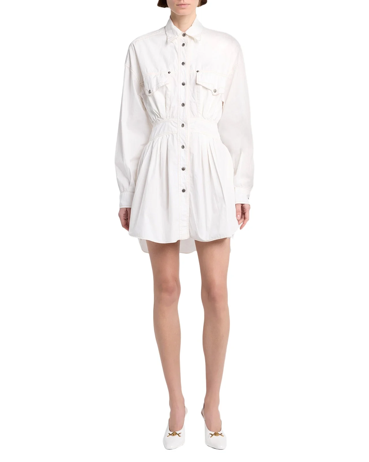 Long-Sleeve Poplin Mini Dress Long-Sleeve Poplin Mini Dress