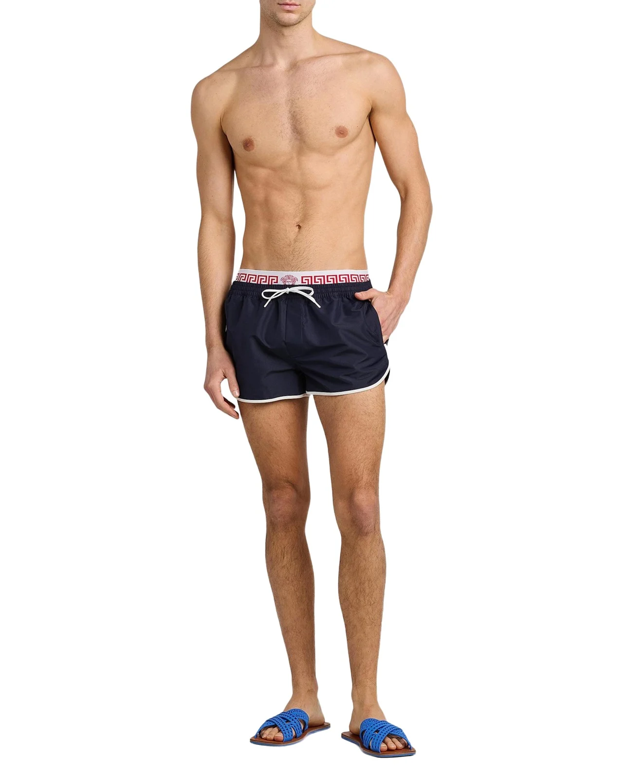 Men's Golfo Greca Double-Waistband Swim Shorts
