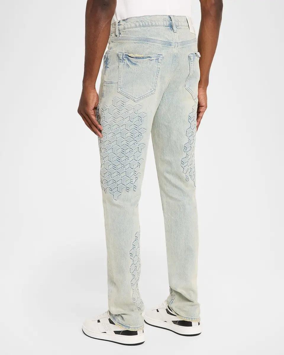 PURPLE Monogram Embossed Slim Straight Jeans | Thumbnail 3 PURPLE Monogram Embossed Slim Straight Jeans | Thumbnail 3