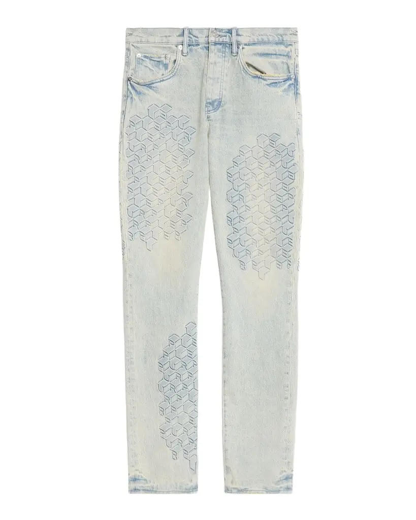 PURPLE Monogram Embossed Slim Straight Jeans | Image 1 PURPLE Monogram Embossed Slim Straight Jeans | Image 1