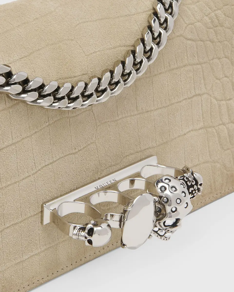 Alexander McQueen Jewelled Croc-Embossed Suede Top-Handle Bag | Thumbnail 5 Alexander McQueen Jewelled Croc-Embossed Suede Top-Handle Bag | Thumbnail 5