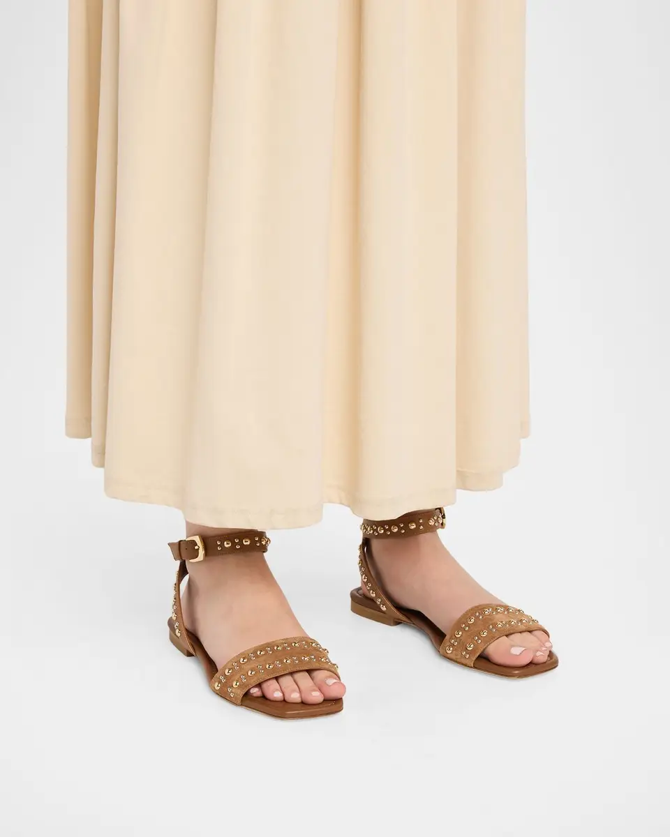 Stuart Weitzman Perry Embellished Mixed Leather Flat Sandals | Thumbnail 2 Stuart Weitzman Perry Embellished Mixed Leather Flat Sandals | Thumbnail 2