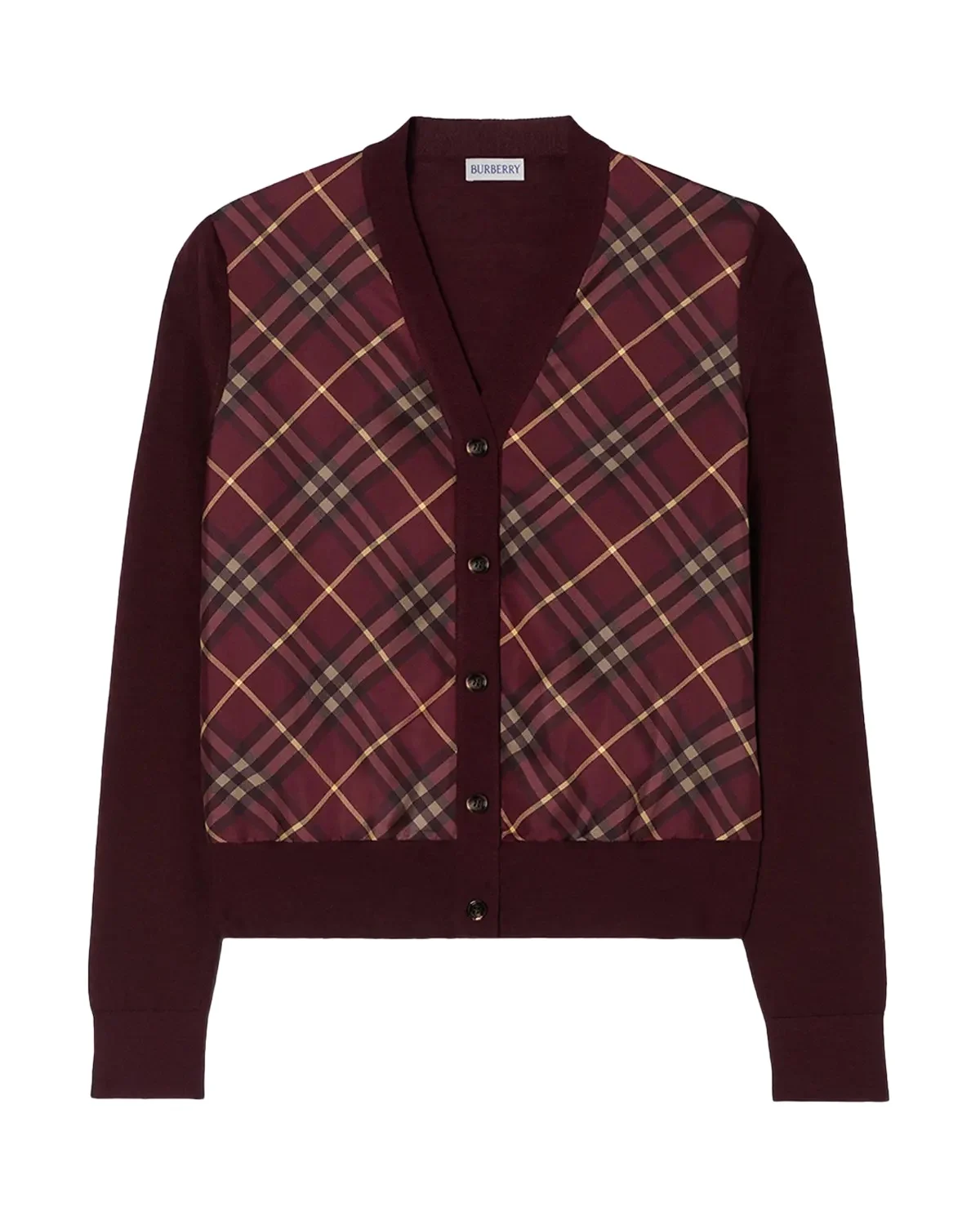 Check-Front Wool Silk Cardigan Check-Front Wool Silk Cardigan