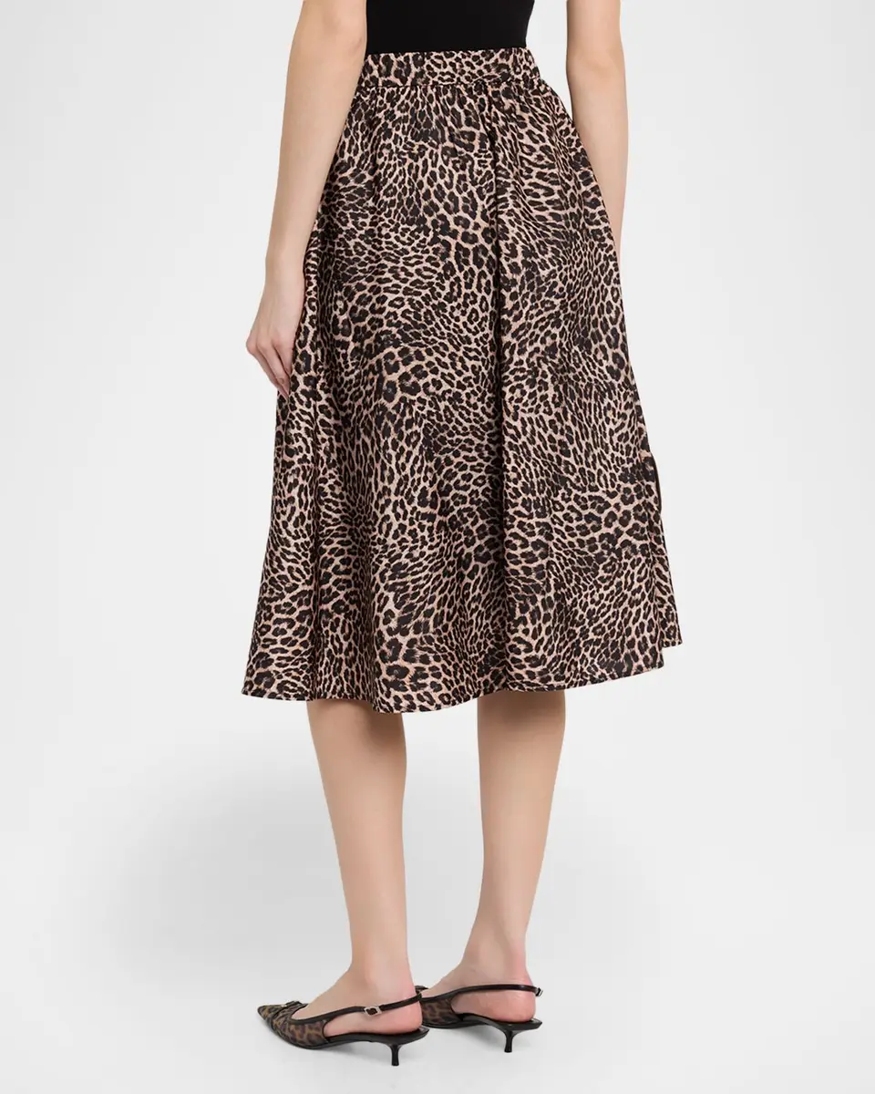 Kobi Halperin Violet Leopard Linen-Blend Midi Skirt | Thumbnail 3