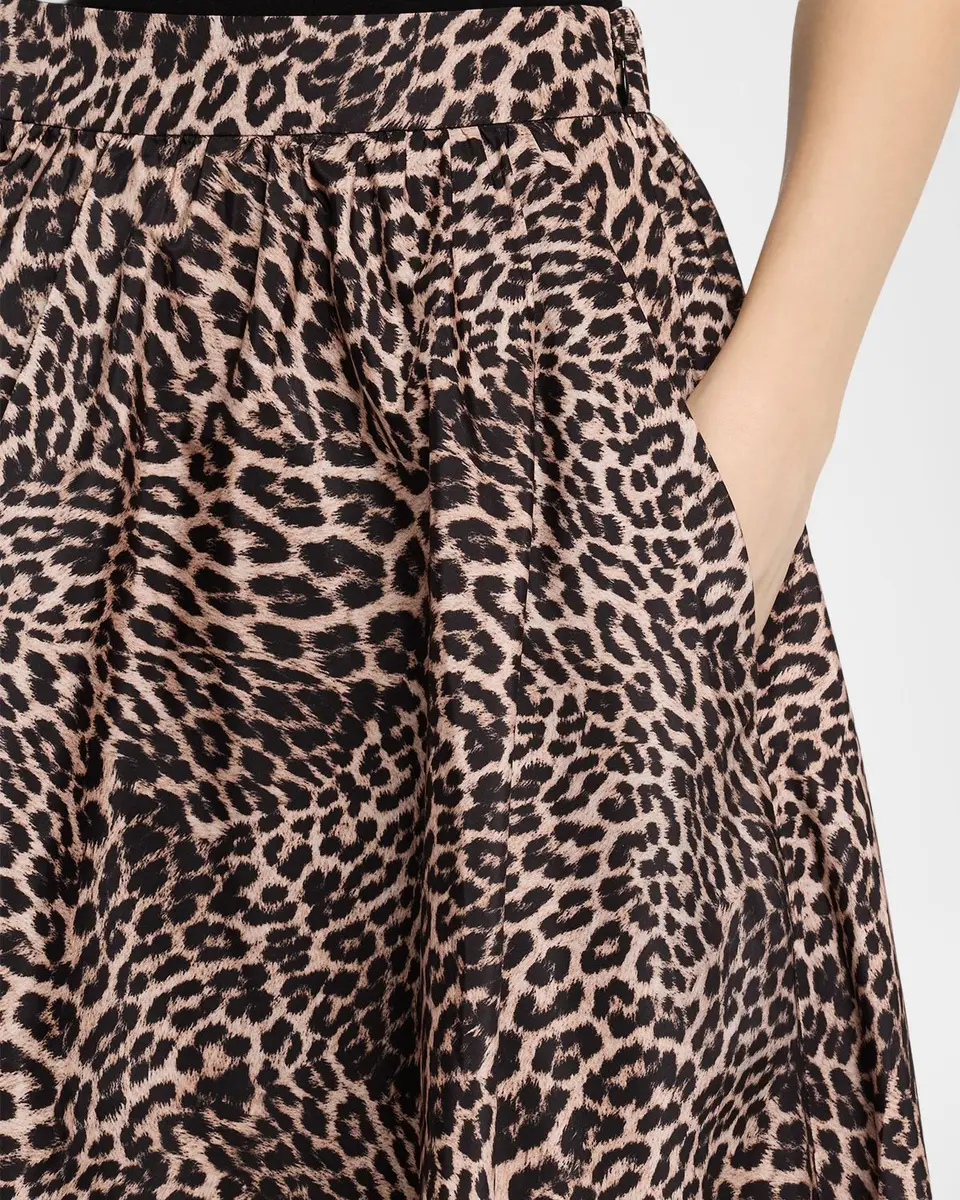 Kobi Halperin Violet Leopard Linen-Blend Midi Skirt | Thumbnail 5
