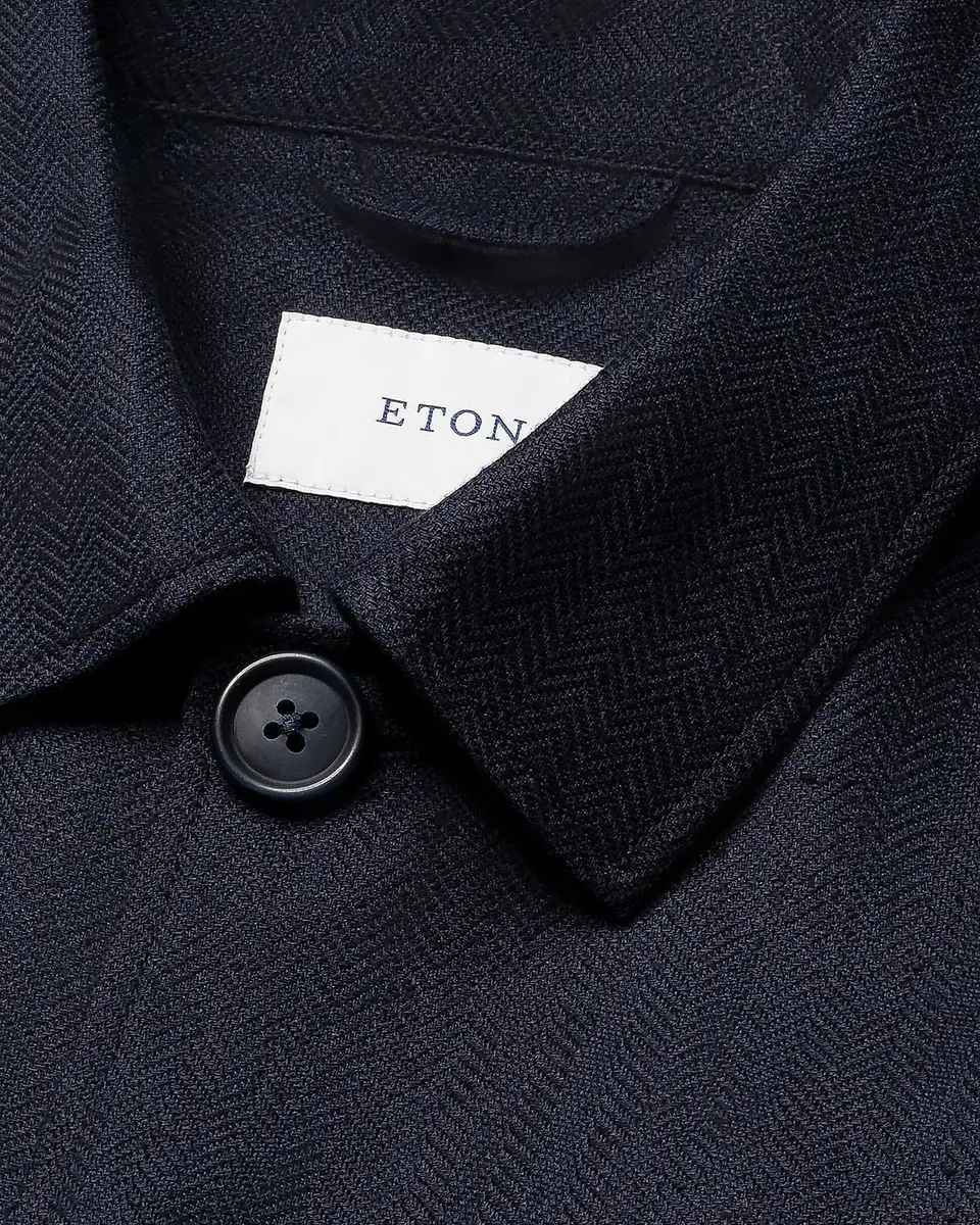 Eton Men's Herringbone Linen and Lyocell Overshirt | Thumbnail 3 Eton Men's Herringbone Linen and Lyocell Overshirt | Thumbnail 3