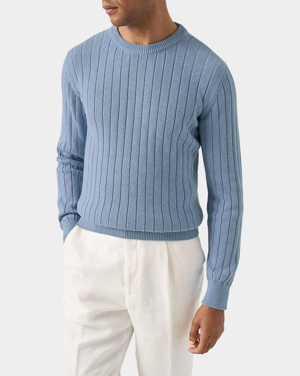 Eton Men's Structured Cotton Rib-Knit Crewneck Sweater | Thumbnail 3