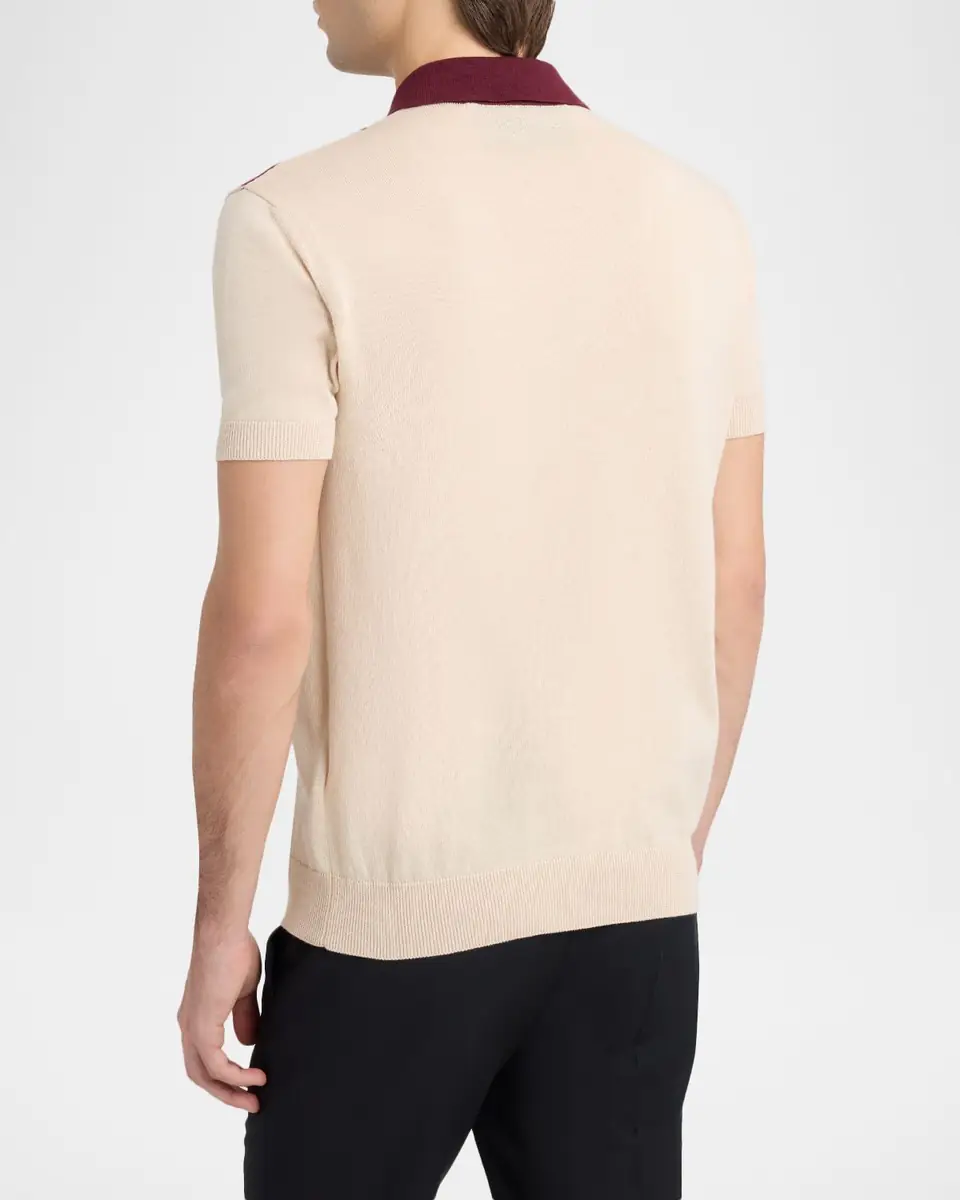 Valentino Garavani Men's Inlaid V Cotton Knit Polo Shirt | Thumbnail 2
