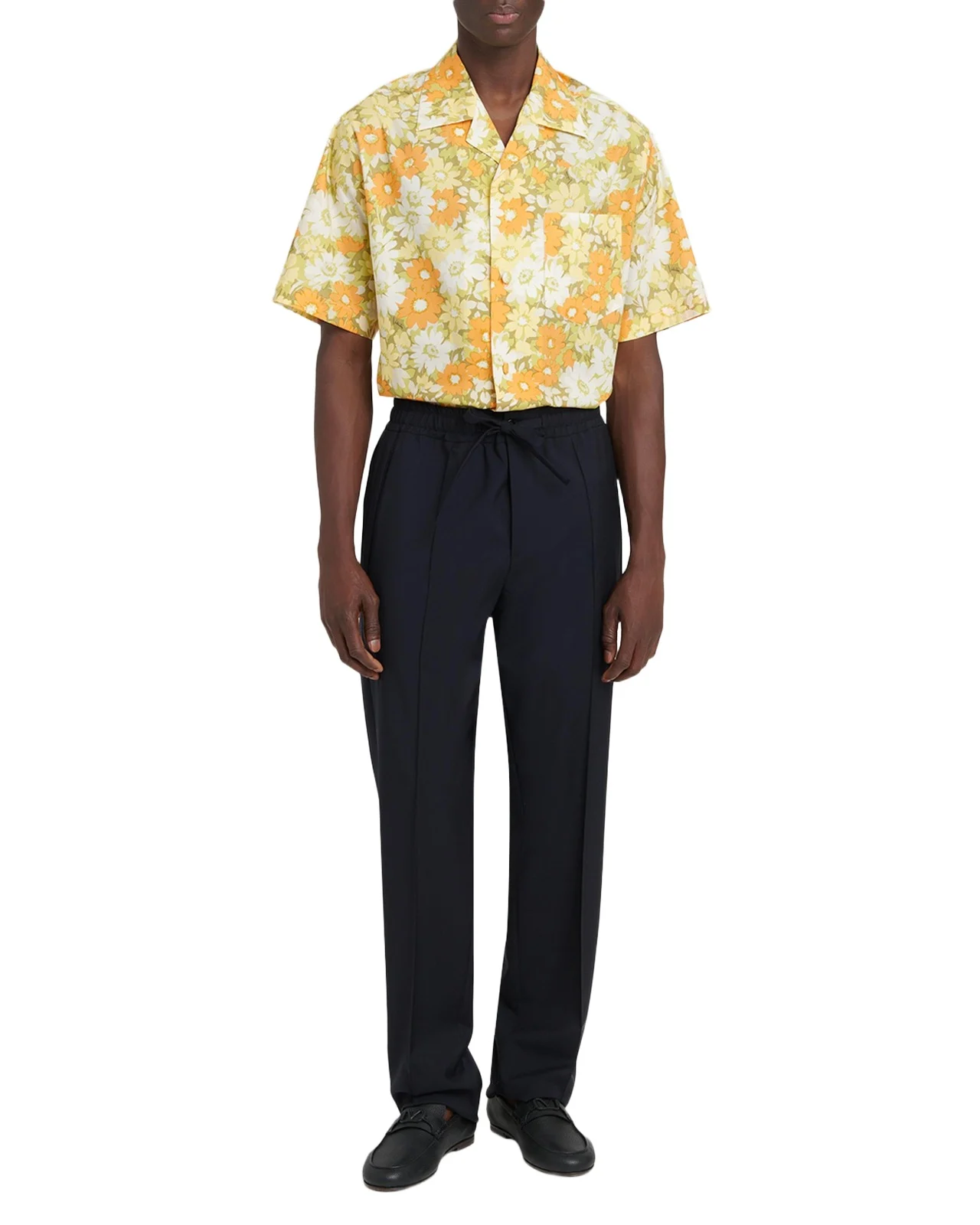 Men's Cotton Floral Pocket Camp Shirt
