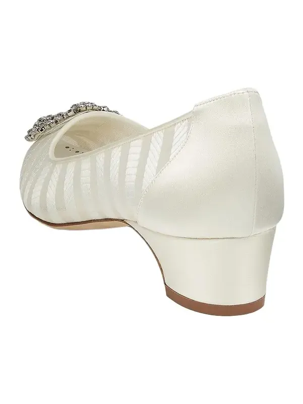 Manolo Blahnik 30mm Hangisilabar Striped Satin Pumps