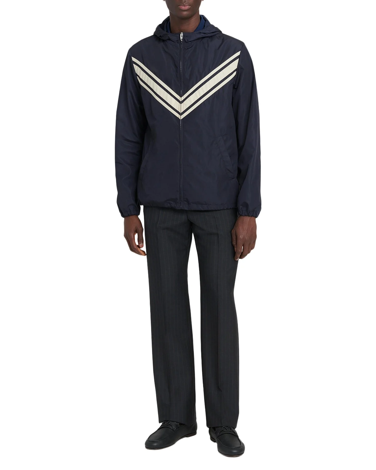 Men's Nylon Inlaid V Hooded Jacket Men's Nylon Inlaid V Hooded Jacket