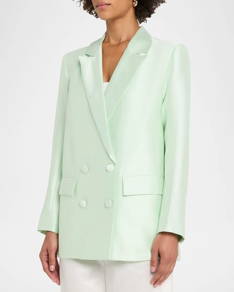 CYNTHIA ROWLEY Double-Breasted Silk-Wool Jacket | Thumbnail 4