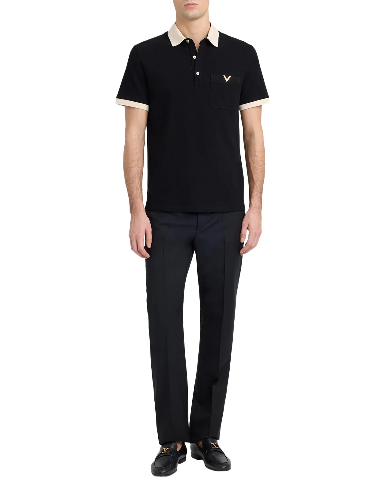 Valentino Garavani Men's Cotton Pique Vgold-Pocket Polo Shirt