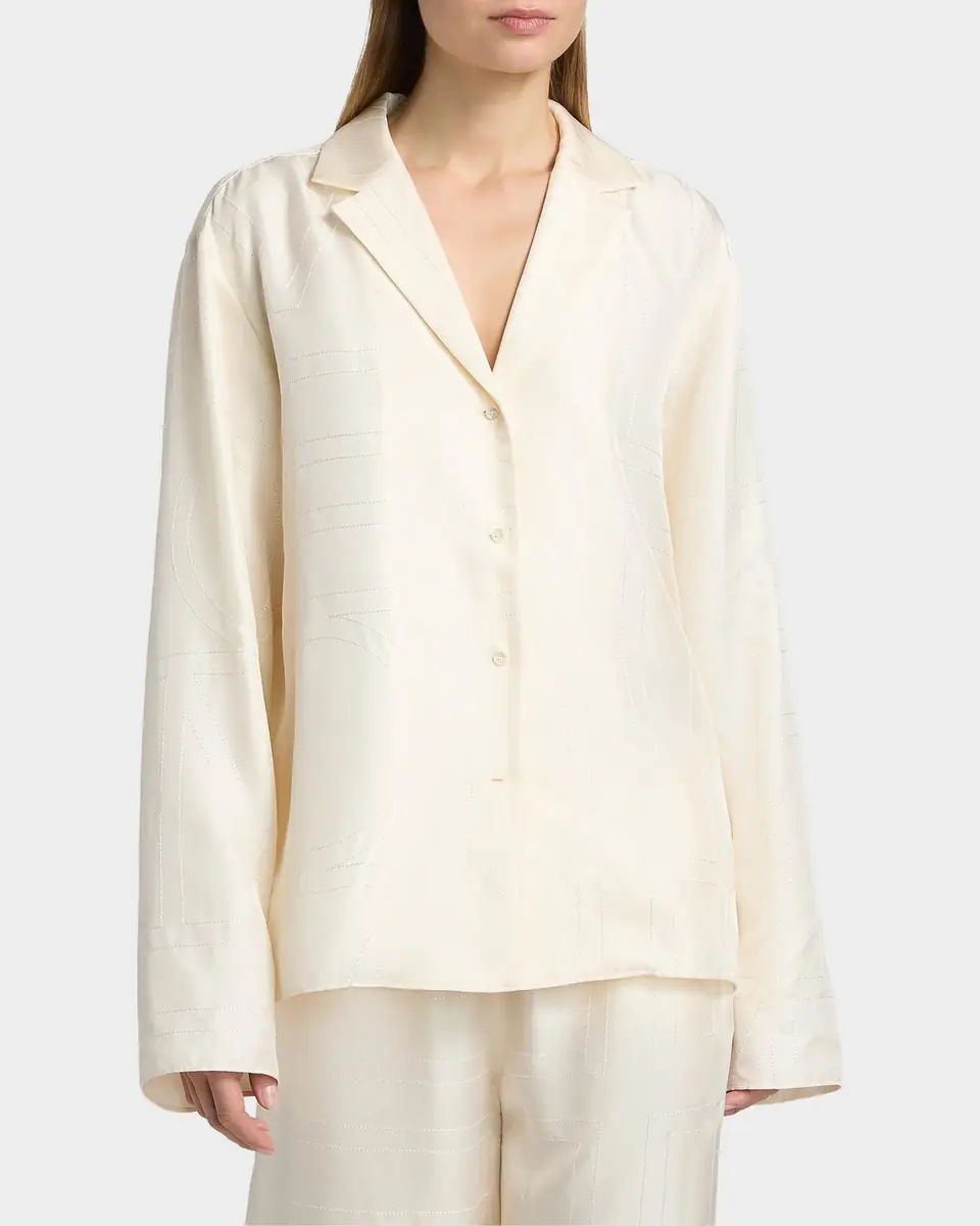Toteme Monogram Silk Pj Top | Thumbnail 3 Toteme Monogram Silk Pj Top | Thumbnail 3