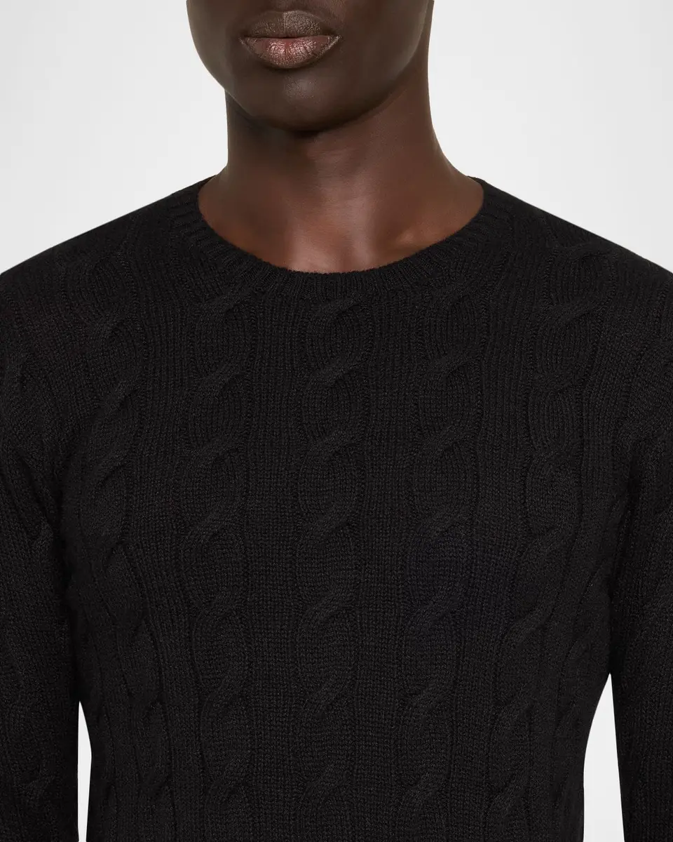 Ralph Lauren Purple Label Men's Cable-Knit Cashmere Sweater | Thumbnail 3