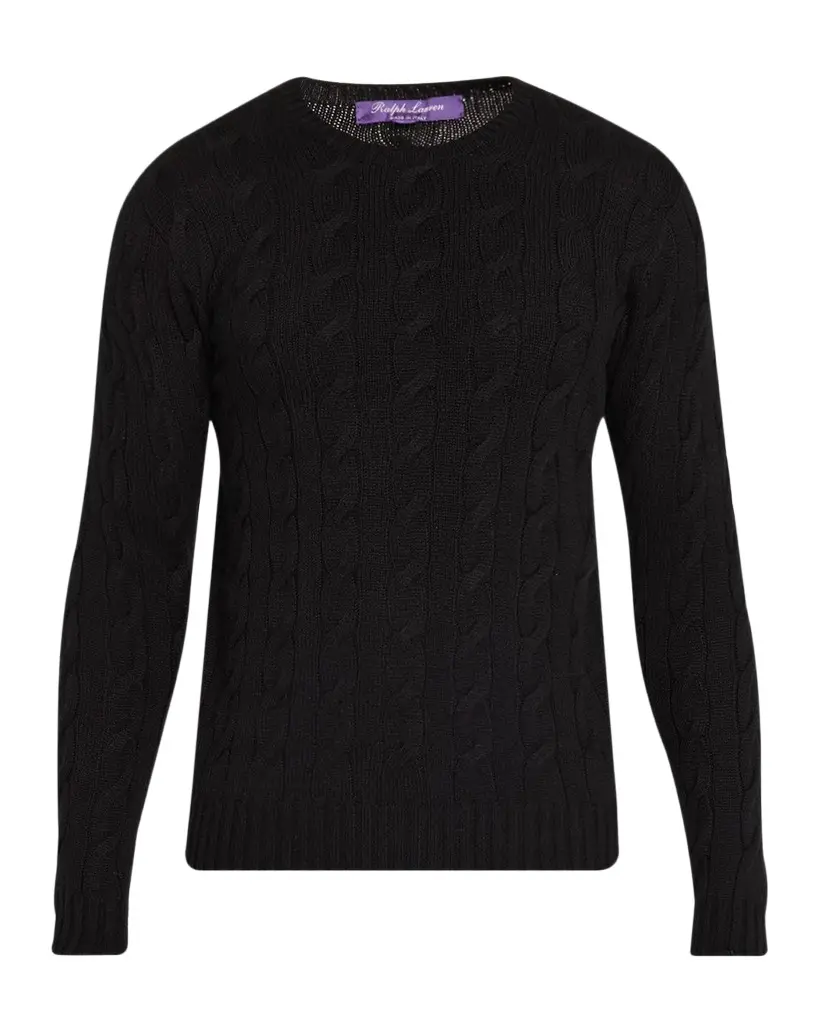 Ralph Lauren Purple Label Men's Cable-Knit Cashmere Sweater