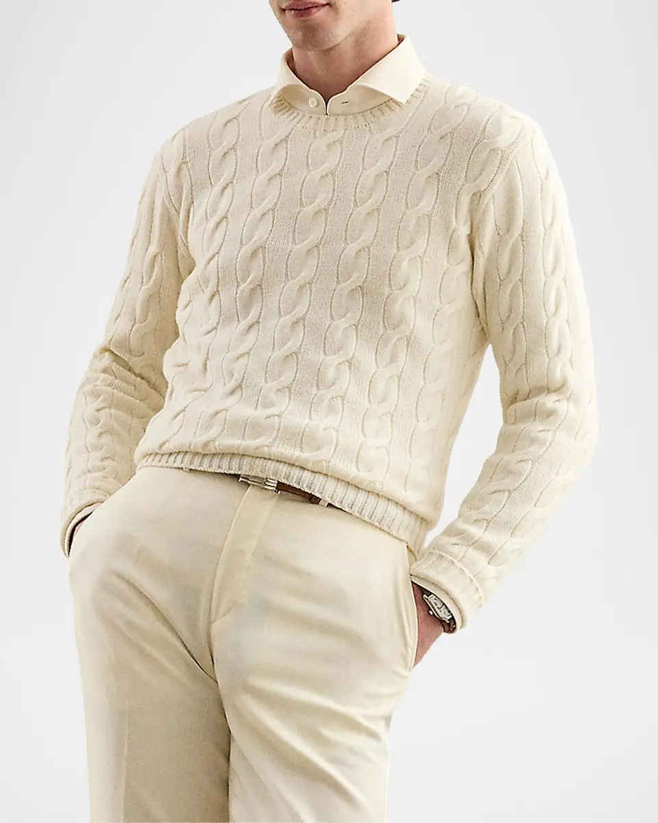 Ralph Lauren Purple Label Men's Cable-Knit Cashmere Sweater | Thumbnail 3 Ralph Lauren Purple Label Men's Cable-Knit Cashmere Sweater | Thumbnail 3
