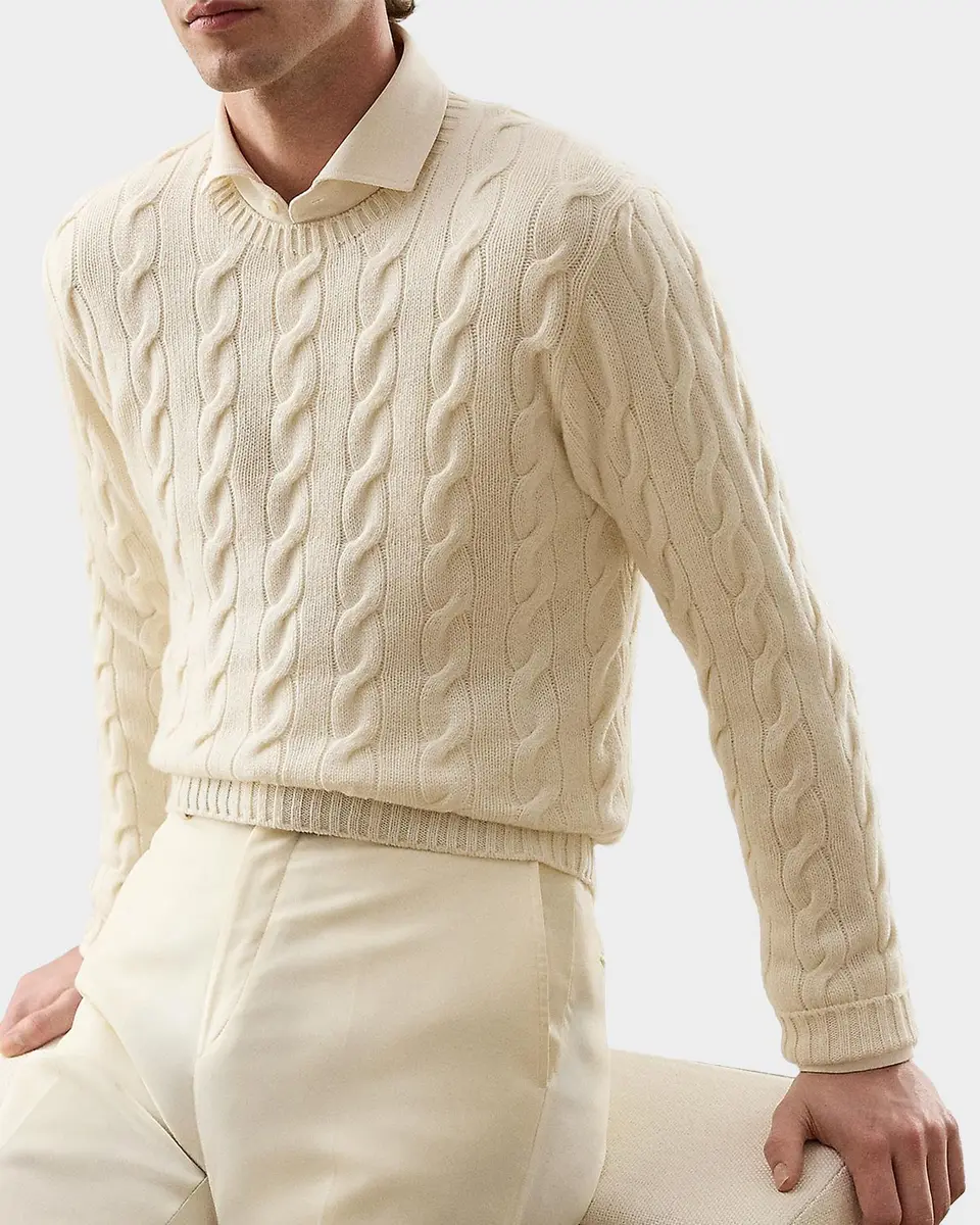 Ralph Lauren Purple Label Men's Cable-Knit Cashmere Sweater | Thumbnail 5 Ralph Lauren Purple Label Men's Cable-Knit Cashmere Sweater | Thumbnail 5
