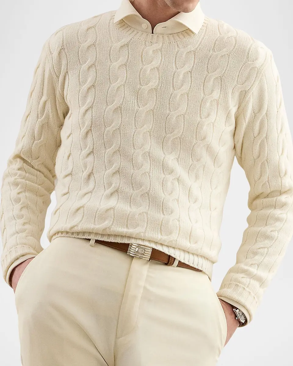Ralph Lauren Purple Label Men's Cable-Knit Cashmere Sweater | Thumbnail 6 Ralph Lauren Purple Label Men's Cable-Knit Cashmere Sweater | Thumbnail 6