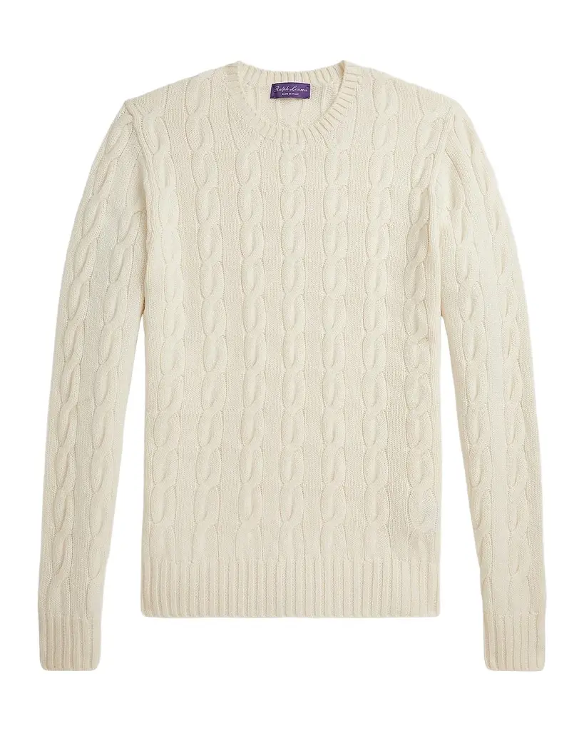 Ralph Lauren Purple Label Men's Cable-Knit Cashmere Sweater