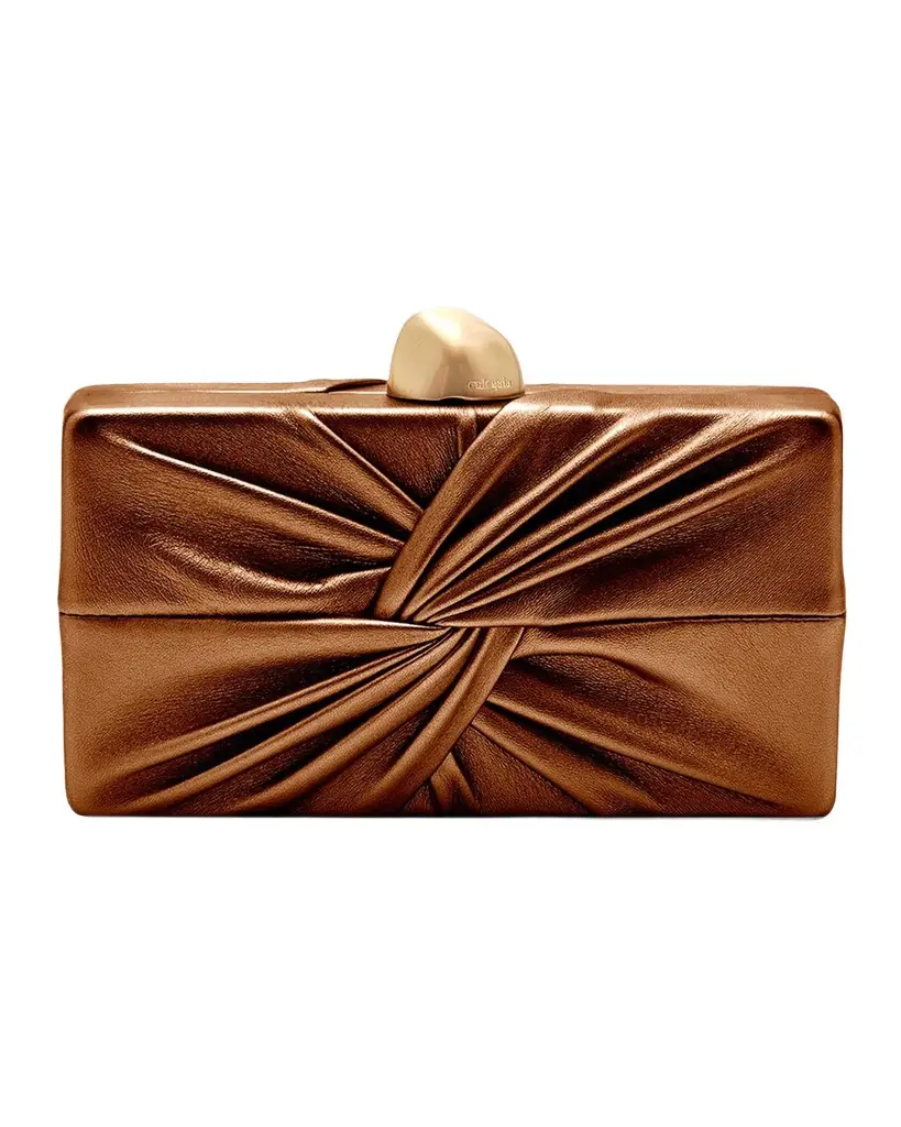 Cult Gaia Lisse Twisted Metallic Leather Clutch Bag | Image 1 Cult Gaia Lisse Twisted Metallic Leather Clutch Bag | Image 1