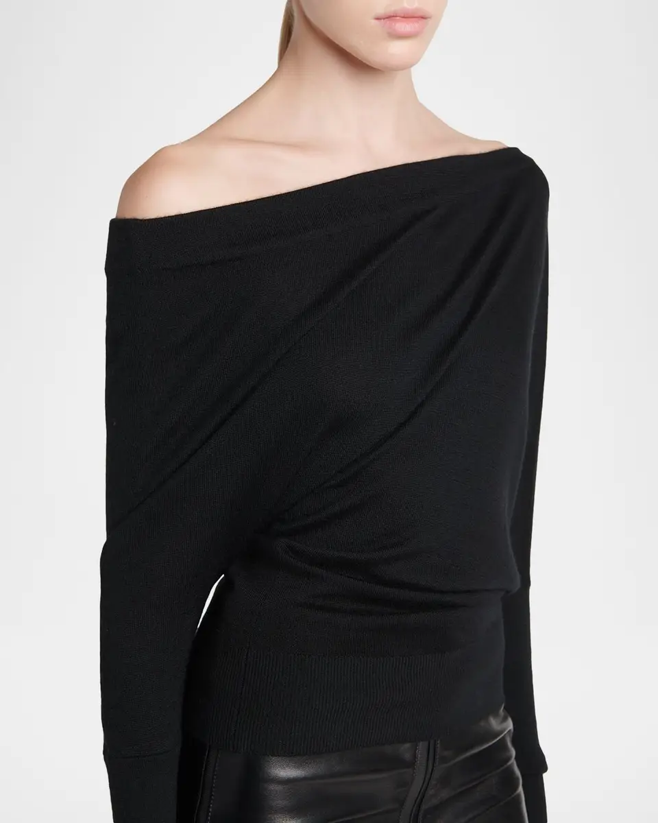 Tom Ford Wool-Silk Asymmetric Off-Shoulder Sweater | Thumbnail 5 Tom Ford Wool-Silk Asymmetric Off-Shoulder Sweater | Thumbnail 5