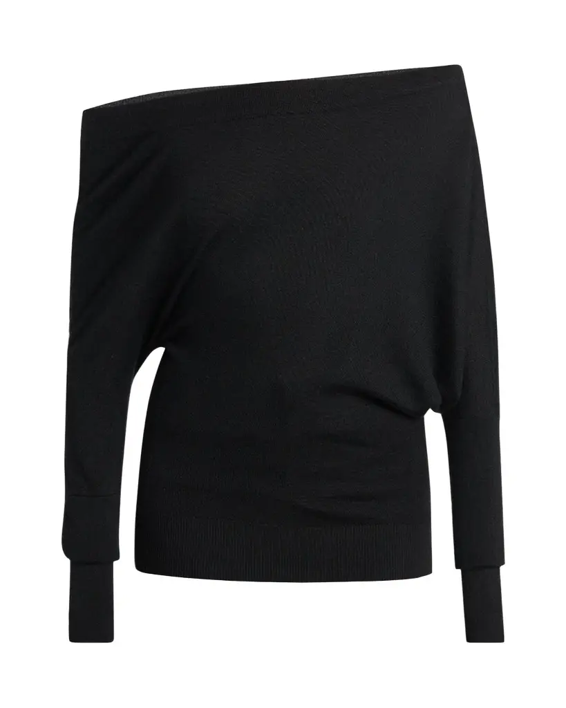 Tom Ford Wool-Silk Asymmetric Off-Shoulder Sweater | Image 1 Tom Ford Wool-Silk Asymmetric Off-Shoulder Sweater | Image 1
