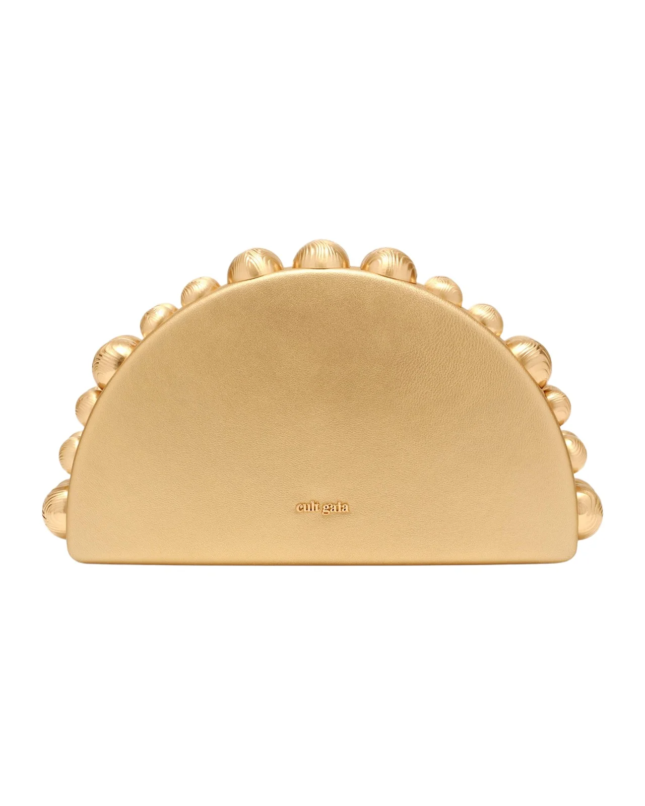 Gili Crescent Metallic Leather Clutch BAg