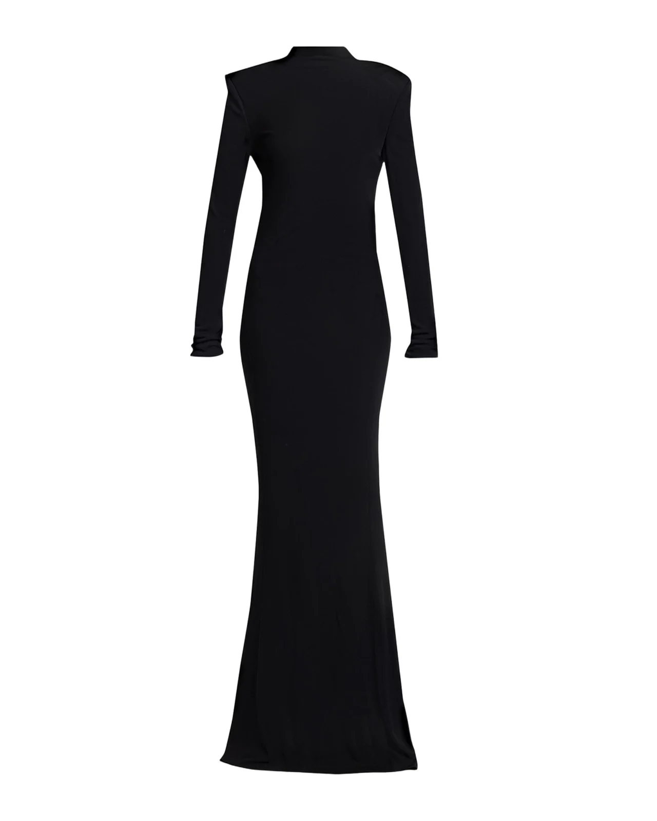 Mock-Neck Strong-Shoulder Cutout Gown Mock-Neck Strong-Shoulder Cutout Gown
