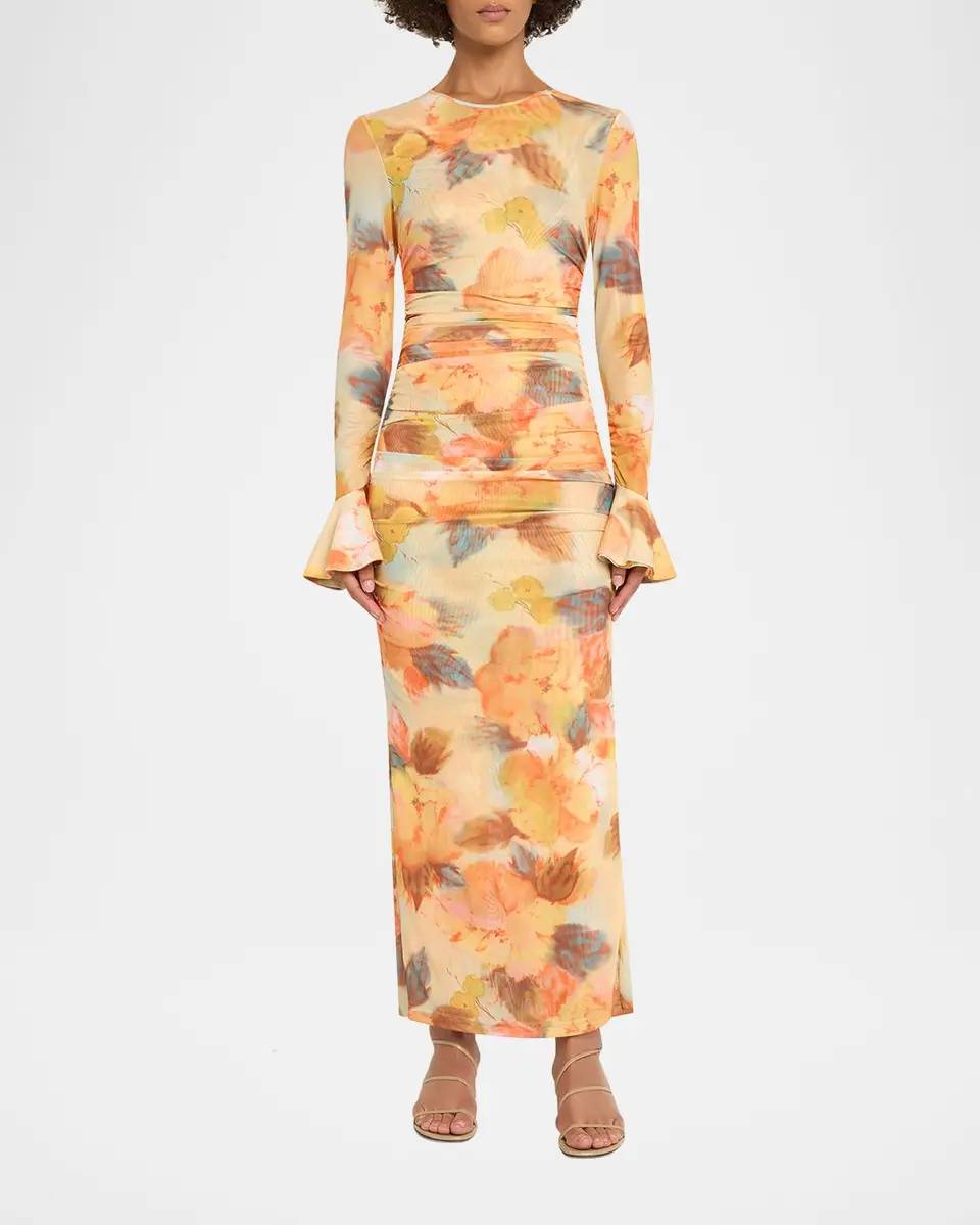 Cinq à Sept Neriah Watercolor Floral Mesh Maxi Dress | Thumbnail 2 Cinq à Sept Neriah Watercolor Floral Mesh Maxi Dress | Thumbnail 2