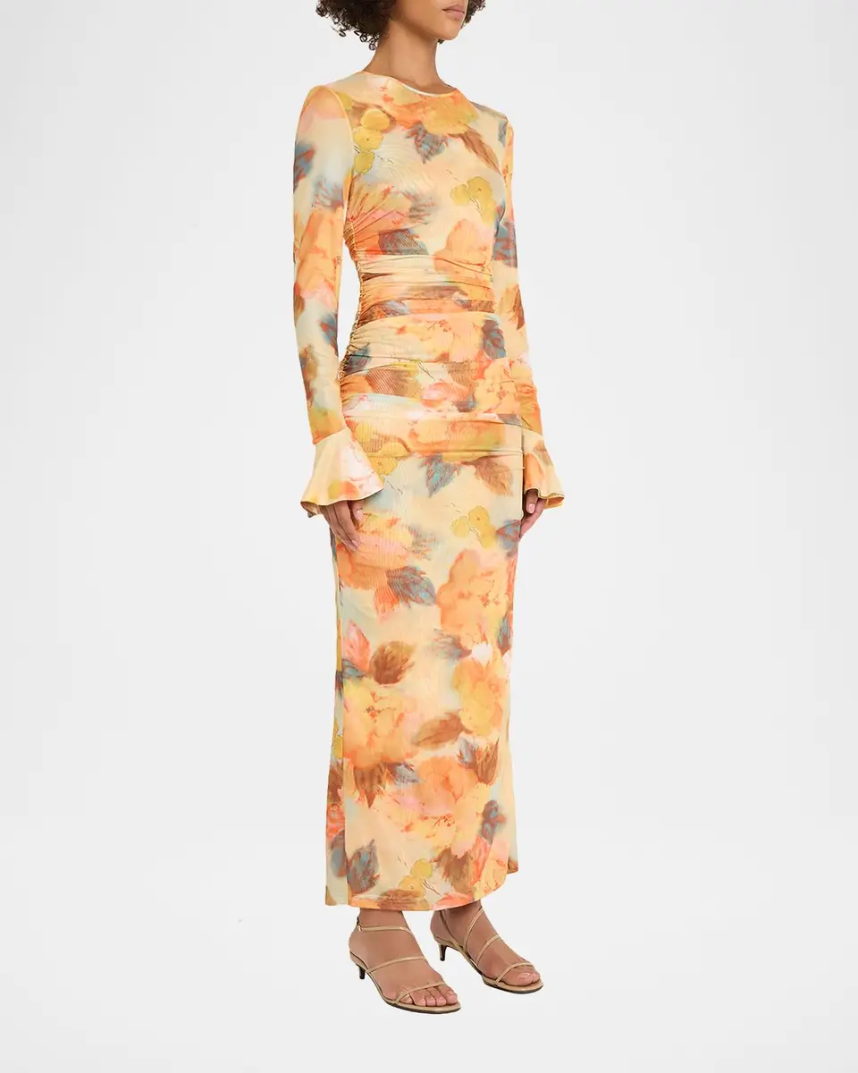 Cinq à Sept Neriah Watercolor Floral Mesh Maxi Dress | Thumbnail 4 Cinq à Sept Neriah Watercolor Floral Mesh Maxi Dress | Thumbnail 4