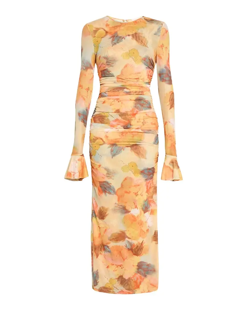 Cinq à Sept Neriah Watercolor Floral Mesh Maxi Dress | Image 1 Cinq à Sept Neriah Watercolor Floral Mesh Maxi Dress | Image 1