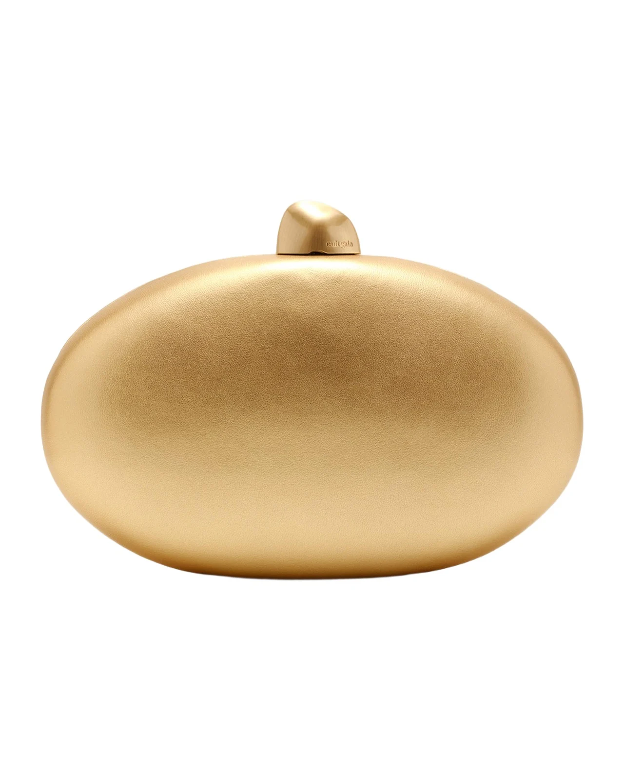 Eviana Metallic Leather Oval Clutch Bag