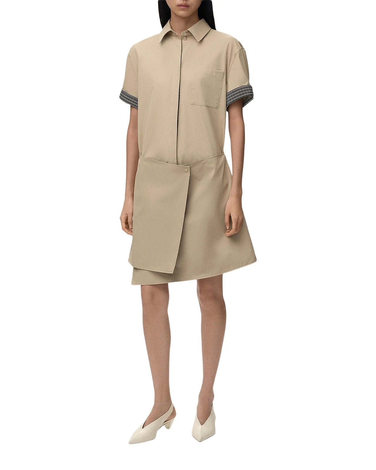 Wrapped Short-Sleeve Shirtdress