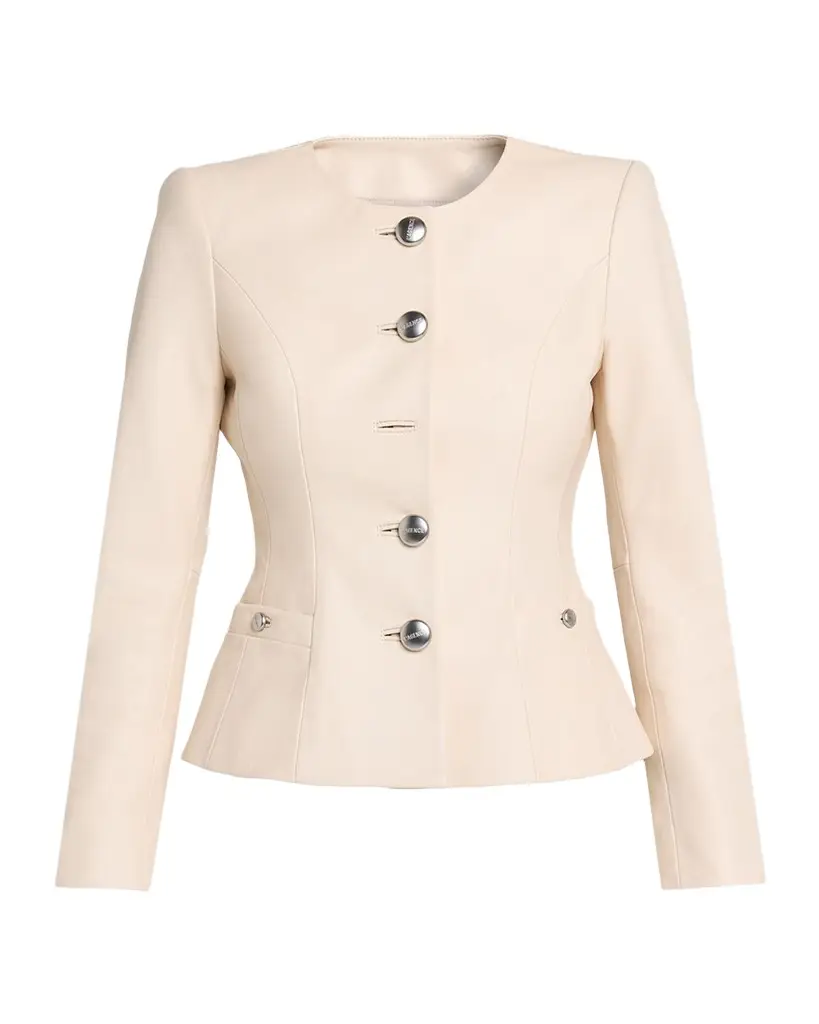 L'Agence Mariella Collarless Leather Jacket | Image 1 L'Agence Mariella Collarless Leather Jacket | Image 1