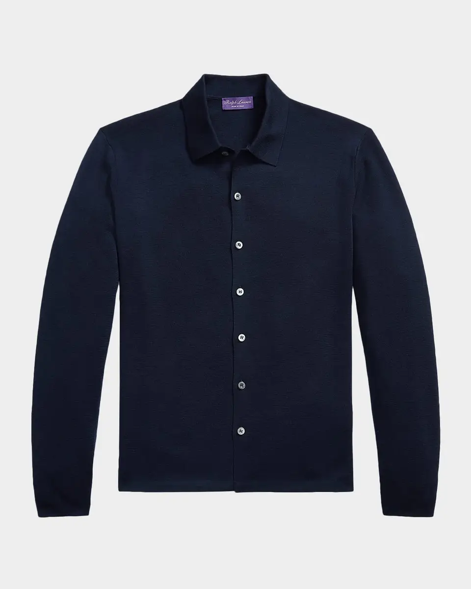 Ralph Lauren Purple Label Men's Wool Polo Cardigan | Thumbnail 2
