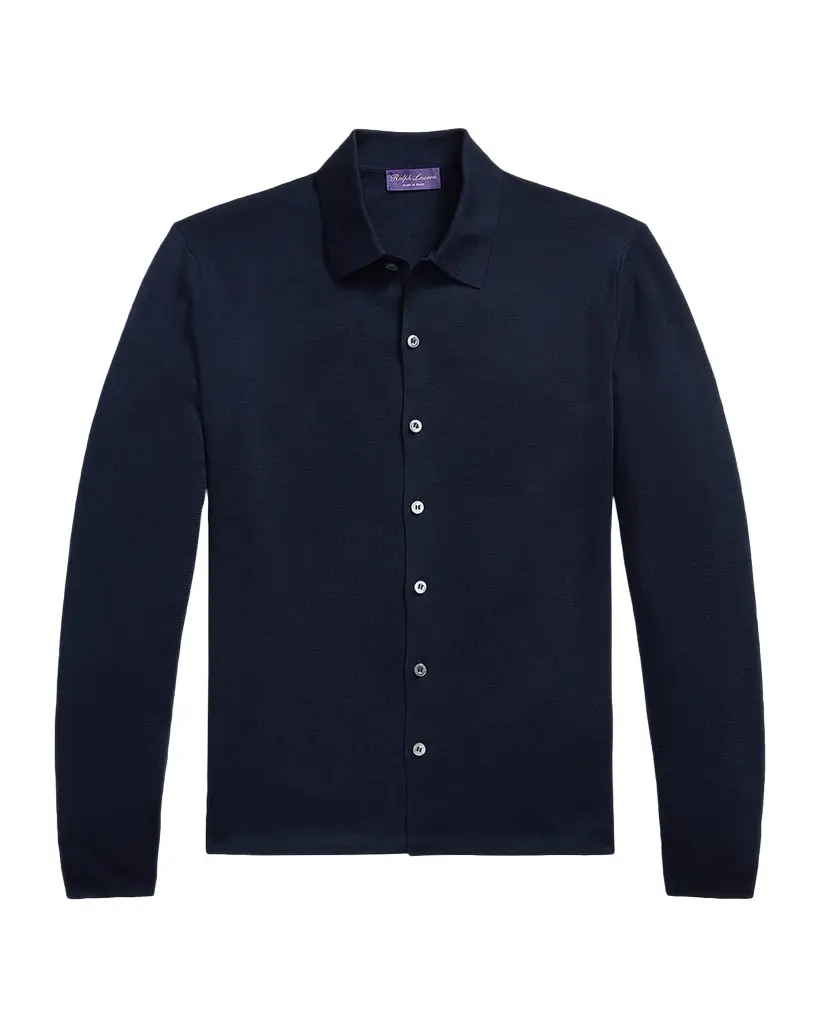 Ralph Lauren Purple Label Men's Cotton Knit Button-Down Shirt | Image 1 Ralph Lauren Purple Label Men's Cotton Knit Button-Down Shirt | Image 1