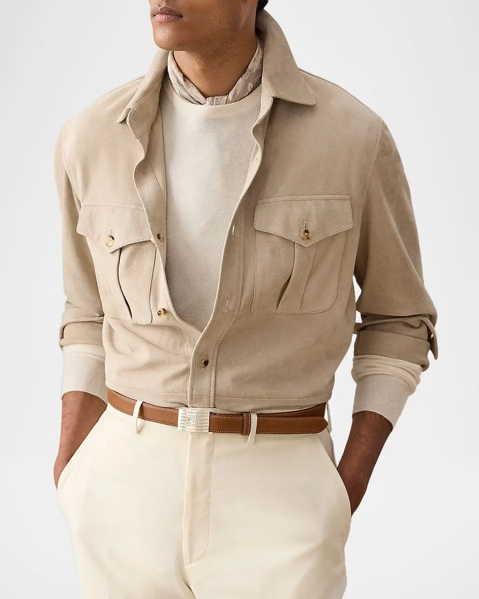 Ralph Lauren Purple Label Men's Suede Overshirt | Thumbnail 4 Ralph Lauren Purple Label Men's Suede Overshirt | Thumbnail 4