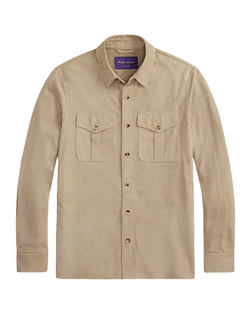 Ralph Lauren Purple Label Men's Suede Flap-Pocket Overshirt | Image 1 Ralph Lauren Purple Label Men's Suede Flap-Pocket Overshirt | Image 1