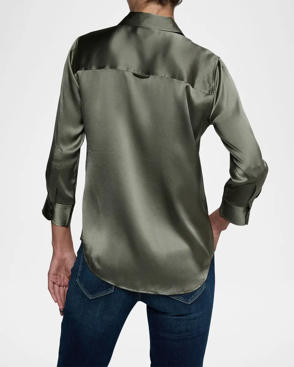 L'Agence Dani Silk Satin 3/4-Sleeve Button-Down Blouse | Thumbnail 3 L'Agence Dani Silk Satin 3/4-Sleeve Button-Down Blouse | Thumbnail 3