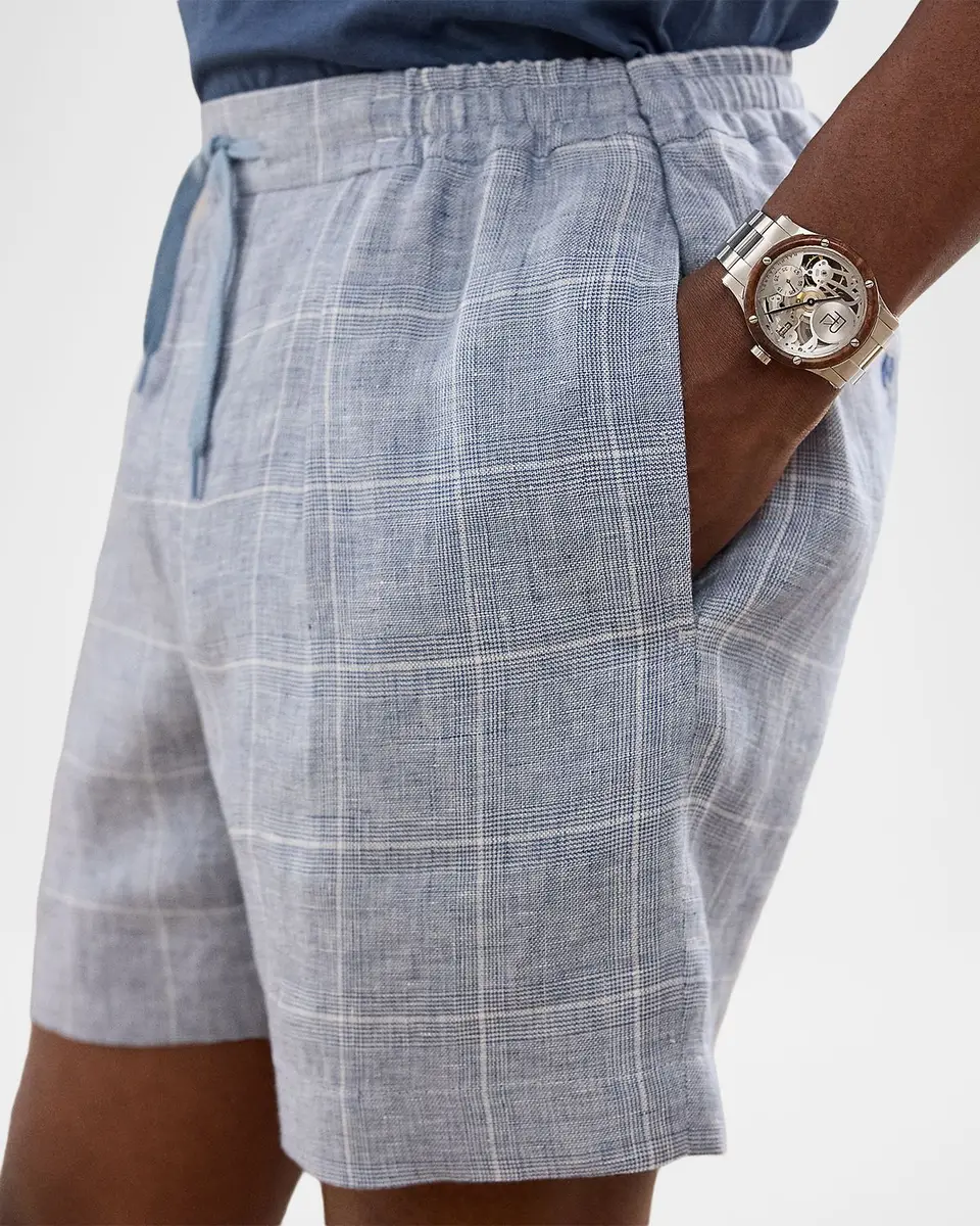 Ralph Lauren Purple Label Men's Hand-Tailored Windowpane Linen Shorts | Thumbnail 5 Ralph Lauren Purple Label Men's Hand-Tailored Windowpane Linen Shorts | Thumbnail 5
